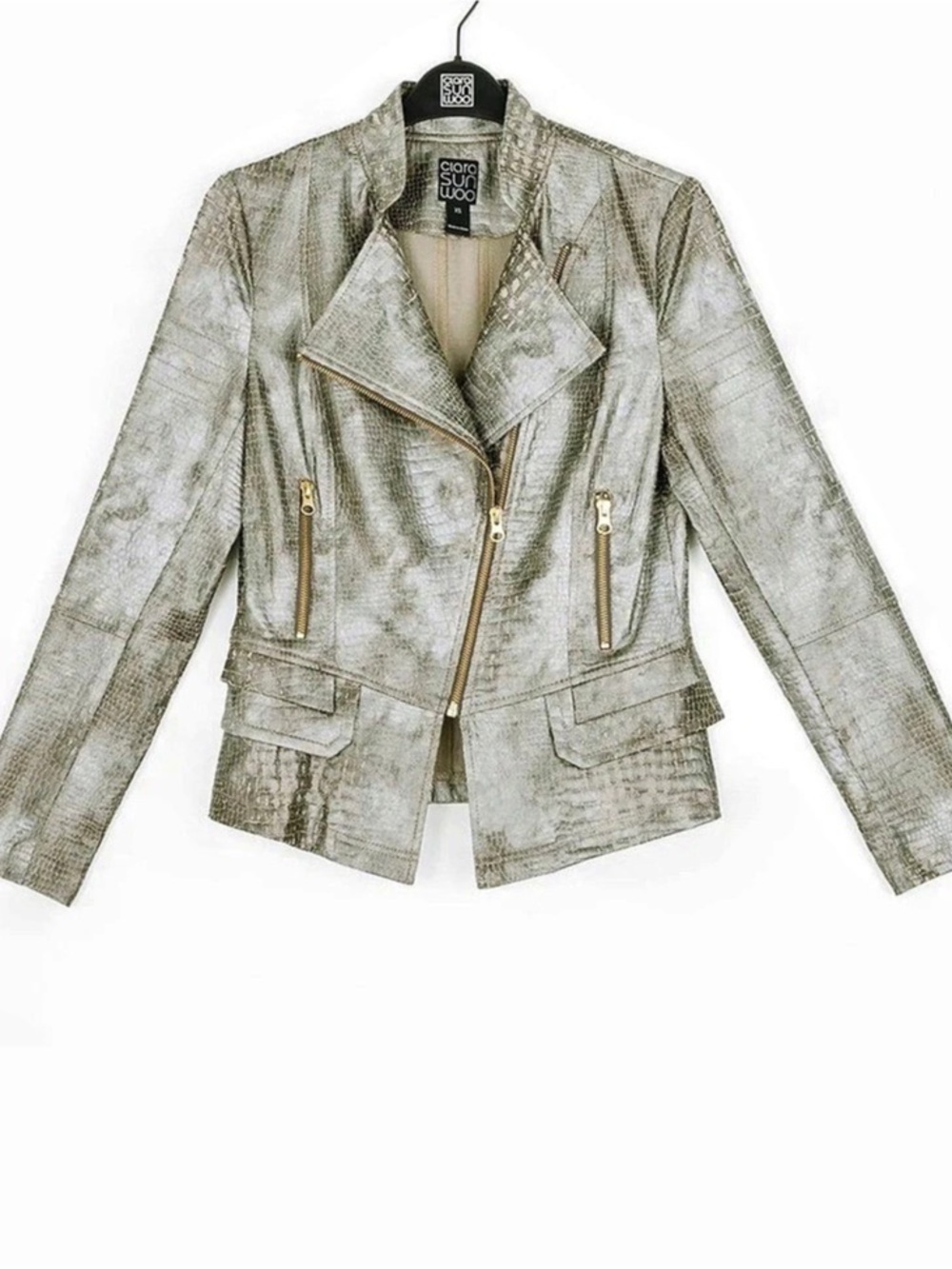 Clara Sunwoo Liquid Leather Textured Biker Jacket - NWOT - Picture 4 of 10
